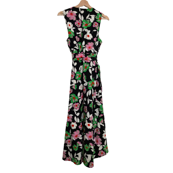 Who What Wear Women’s Floral Wrap Midi Dress Sleeveless V-Neck Ruffle Hem Size M - Picture 2 of 12